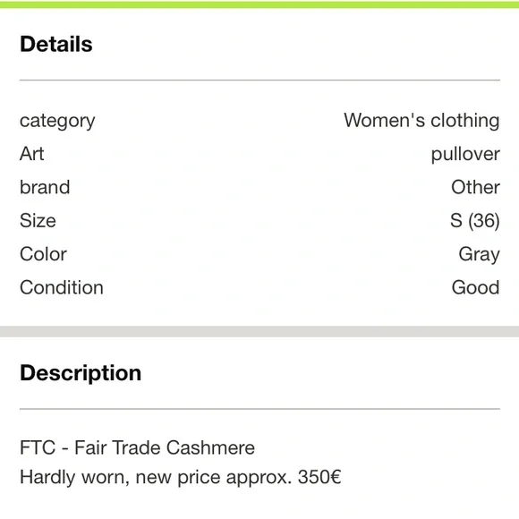 REDUCED FTC 100% (Fair Trade Cashmere) crew pullover sweater heather grey/pink - Picture 16 of 17